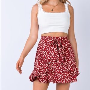 Barlay Mini Skirt Red- Princess Polly